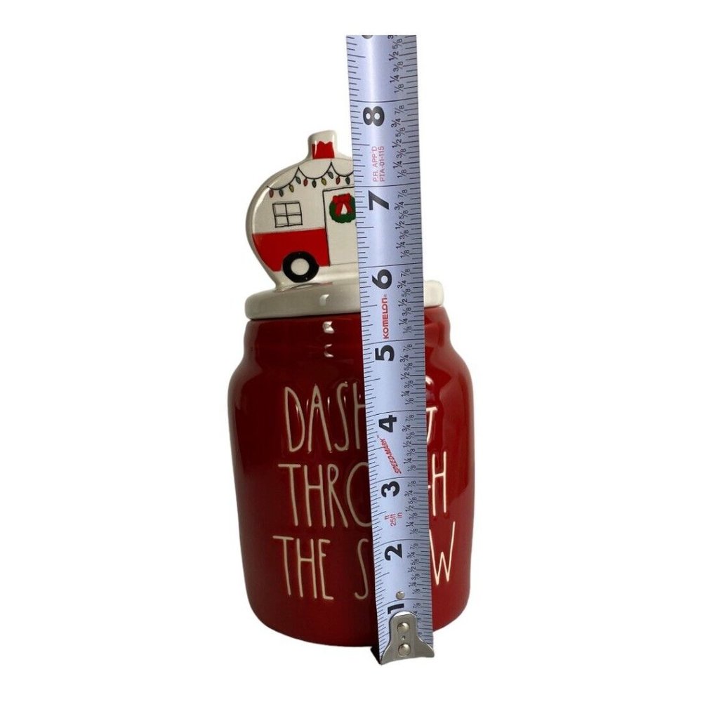 Rae Dunn Camper “Dashing Through The Snow” Canister Jar Topper Red Holiday NEW - Picture 4 of 12